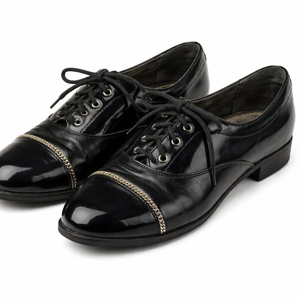 JENNIFER LOPEZ SHARPE Black Oxfords Shoes Size 6.5